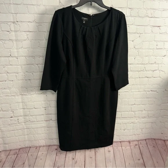 Talbots Petites black ponte knit pleated capsule midi dress capsule dressy chic - Picture 4 of 9